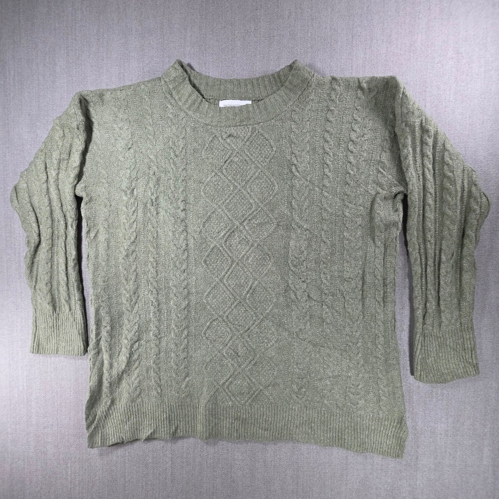 Oak + Meadow‎ Sweater Mens XL Green Cable Knit Crew Neck PF3S26266BR